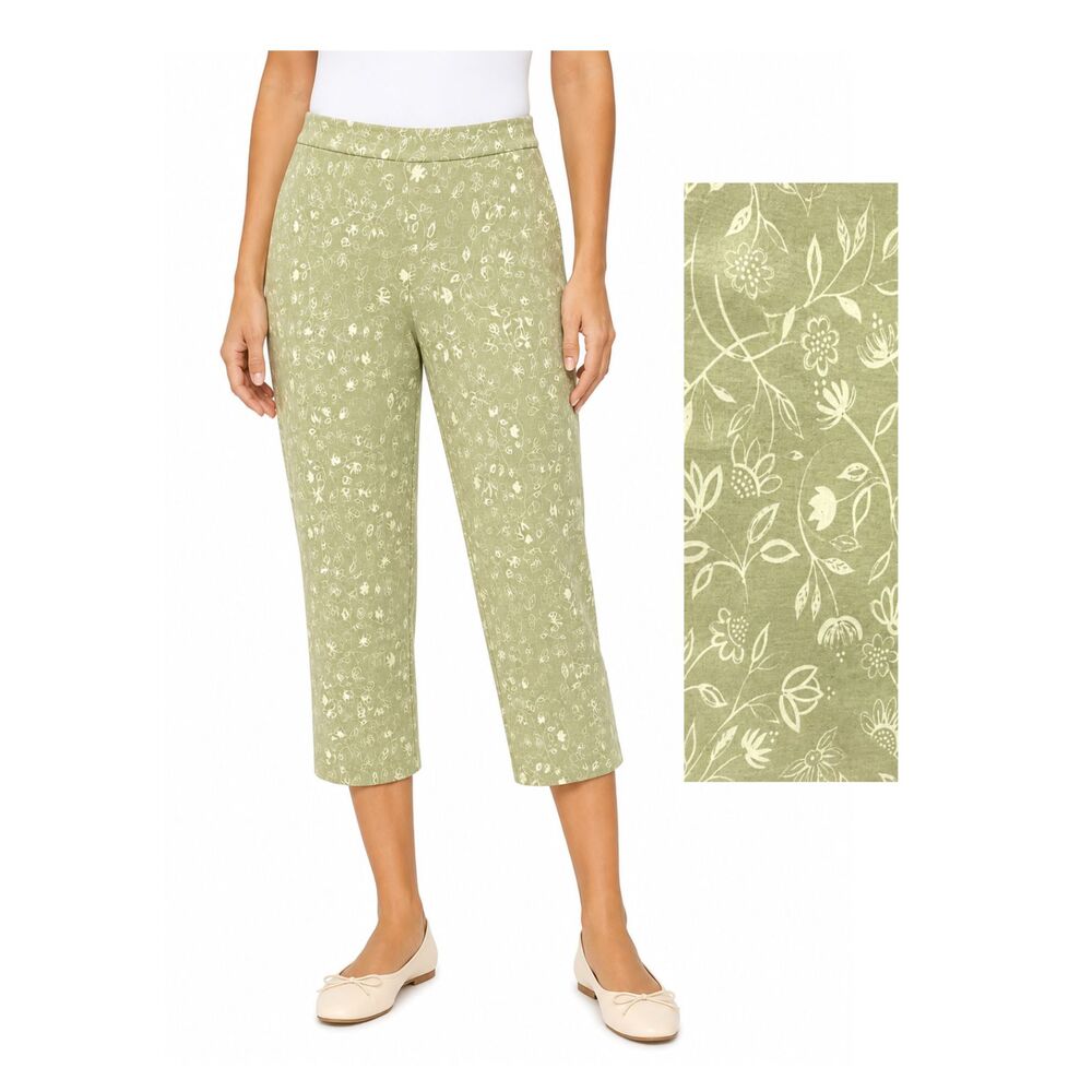 Y2K L.L.Bean Floral Stretch Cotton Capri Pants Size 10 10R EUC LW
